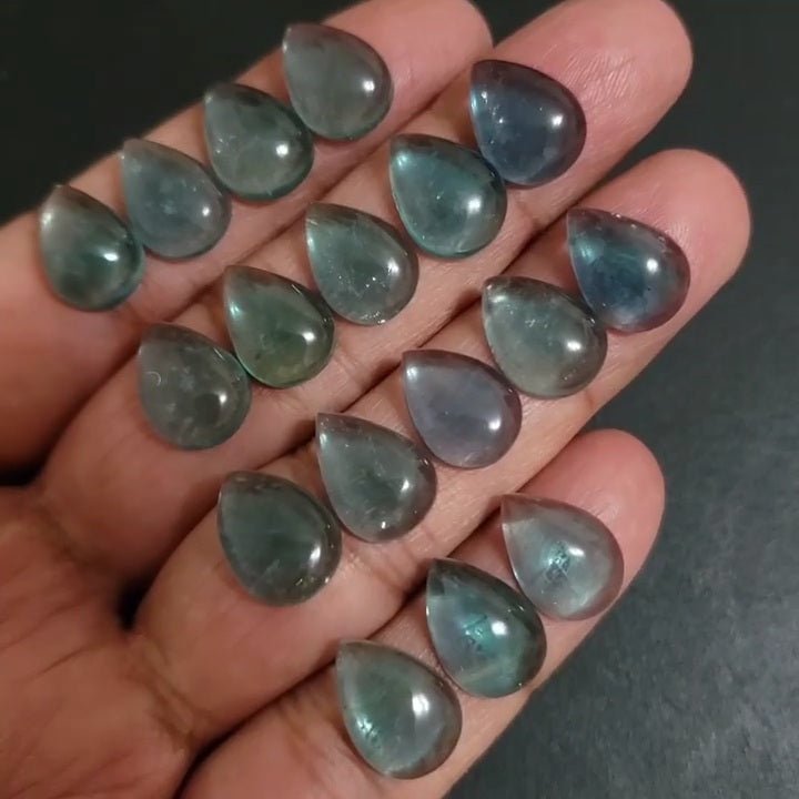 Natural FINE Greenish Blue Fluorite Cabochon 14x10mm each