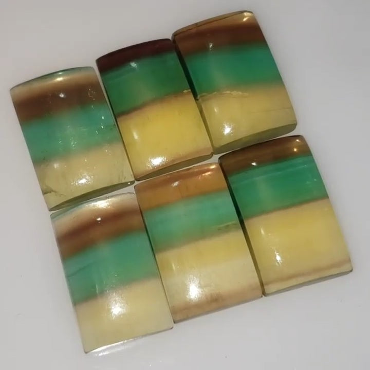 Natural MULTI-Color Fluorite Rectangle Cabochon Length range is 22 to 24mm