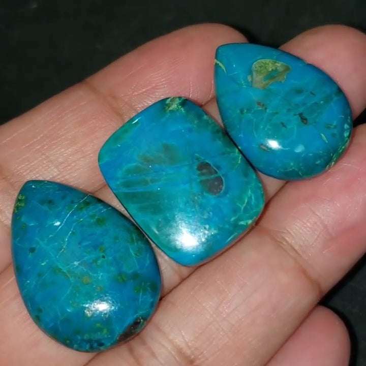 ​Natural Chrysocolla Cabochons​ Length range is 23 to 28mm