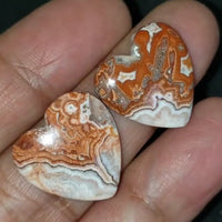 Thumbnail for Natural Rosetta Jasper Heart Cabochons Lengths are approx 20mm each