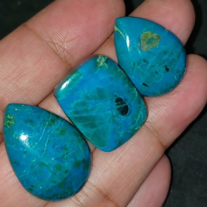 ​Natural Chrysocolla Cabochons​ Length range is 23 to 28mm