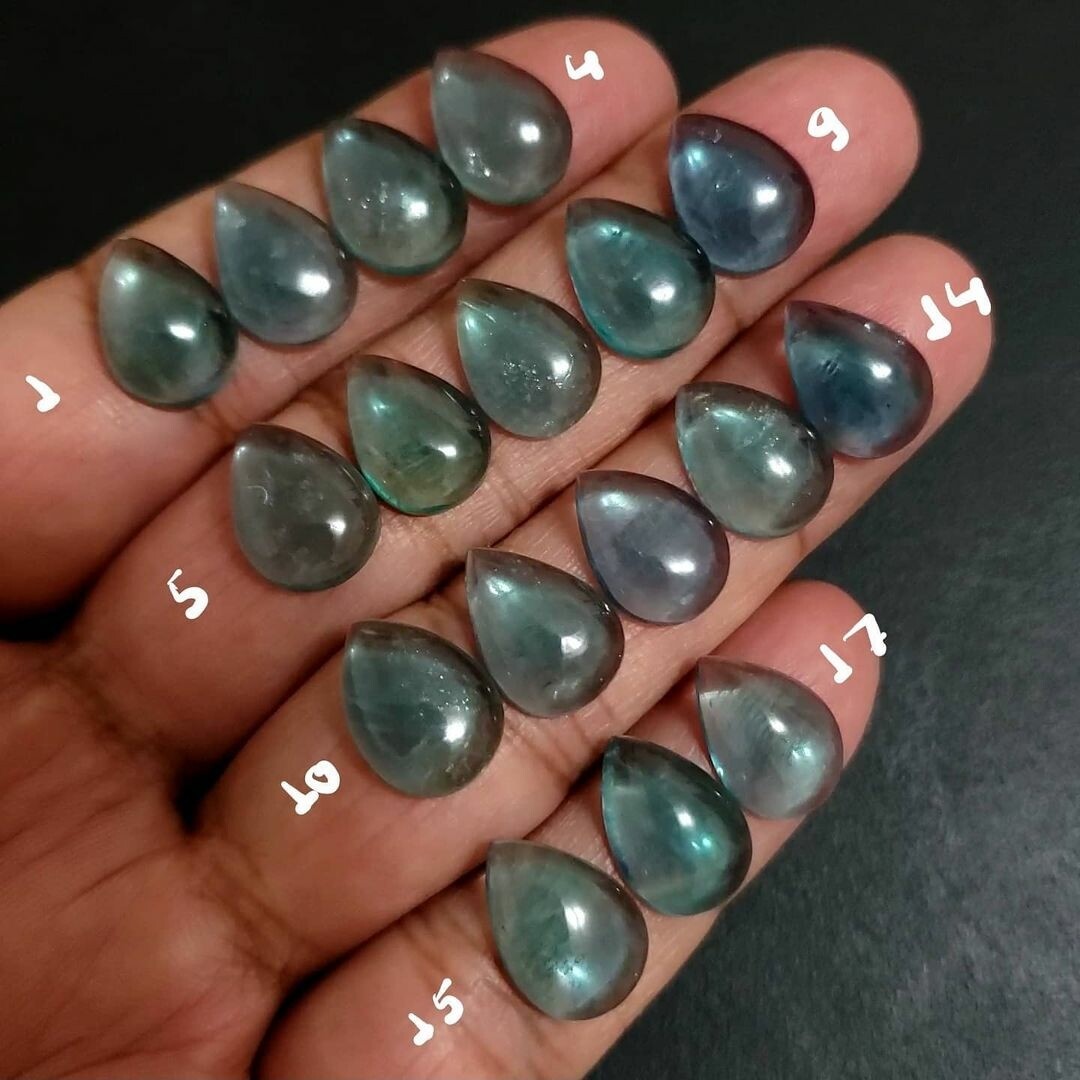 Natural FINE Greenish Blue Fluorite Cabochon 14x10mm each