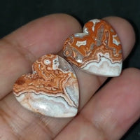 Thumbnail for Natural Rosetta Jasper Heart Cabochons Lengths are approx 20mm each