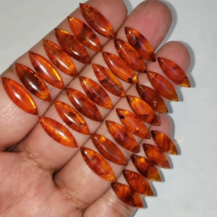 Natural Baltic Amber Cabochons 18x6x3.57mm