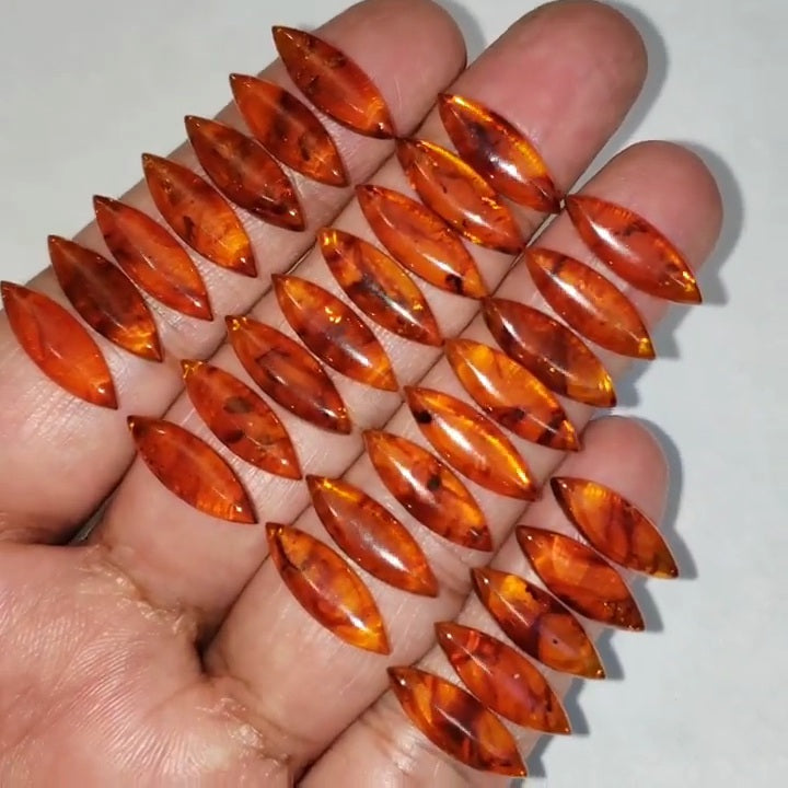 Natural Baltic Amber Cabochons 18x6x3.57mm