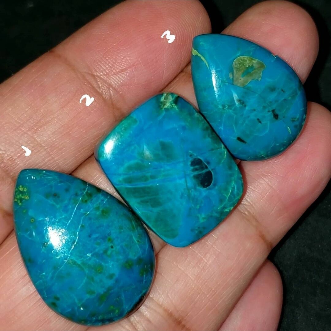 ​Natural Chrysocolla Cabochons​ Length range is 23 to 28mm