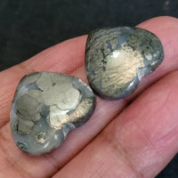 Thumbnail for ​Natural Marcasite Heart Cabochons Lengths are 21 and 20mm