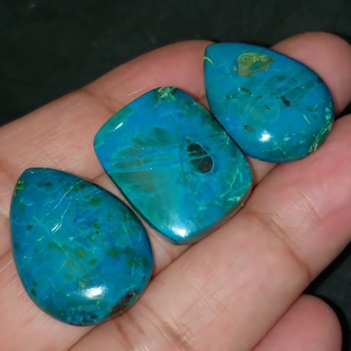 ​Natural Chrysocolla Cabochons​ Length range is 23 to 28mm