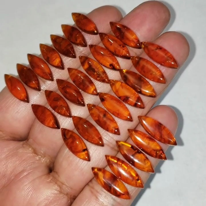 Natural Baltic Amber Cabochons 18x6x3.57mm