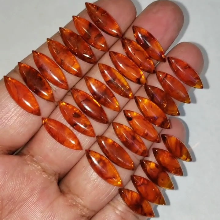 Natural Baltic Amber Cabochons 18x6x3.57mm