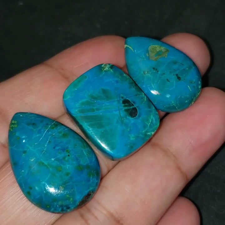 ​Natural Chrysocolla Cabochons​ Length range is 23 to 28mm