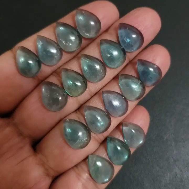 Natural FINE Greenish Blue Fluorite Cabochon 14x10mm each