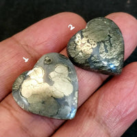 Thumbnail for ​Natural Marcasite Heart Cabochons Lengths are 21 and 20mm