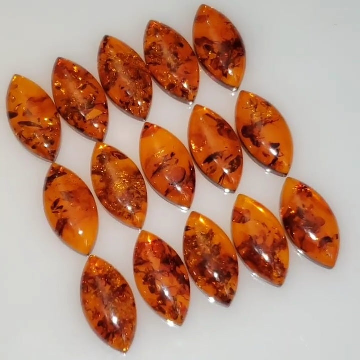 Natural Baltic Amber Cabochons 18x9x5mm