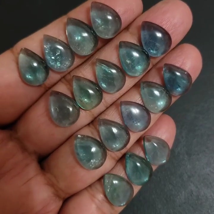 Natural FINE Greenish Blue Fluorite Cabochon 14x10mm each