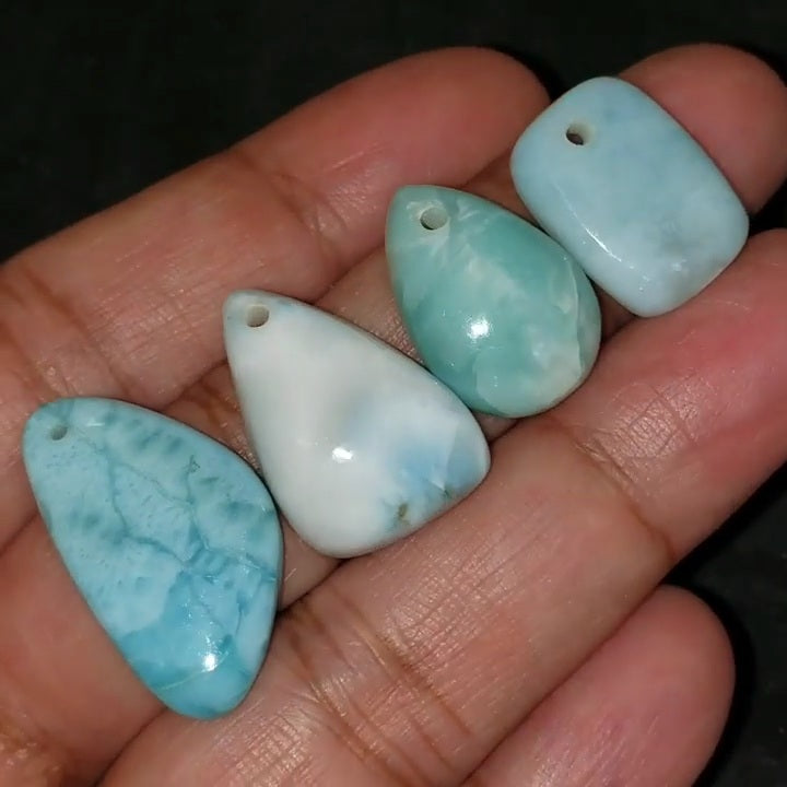 ​Natural Caribbean Larimar DRILLED Pendant Beads