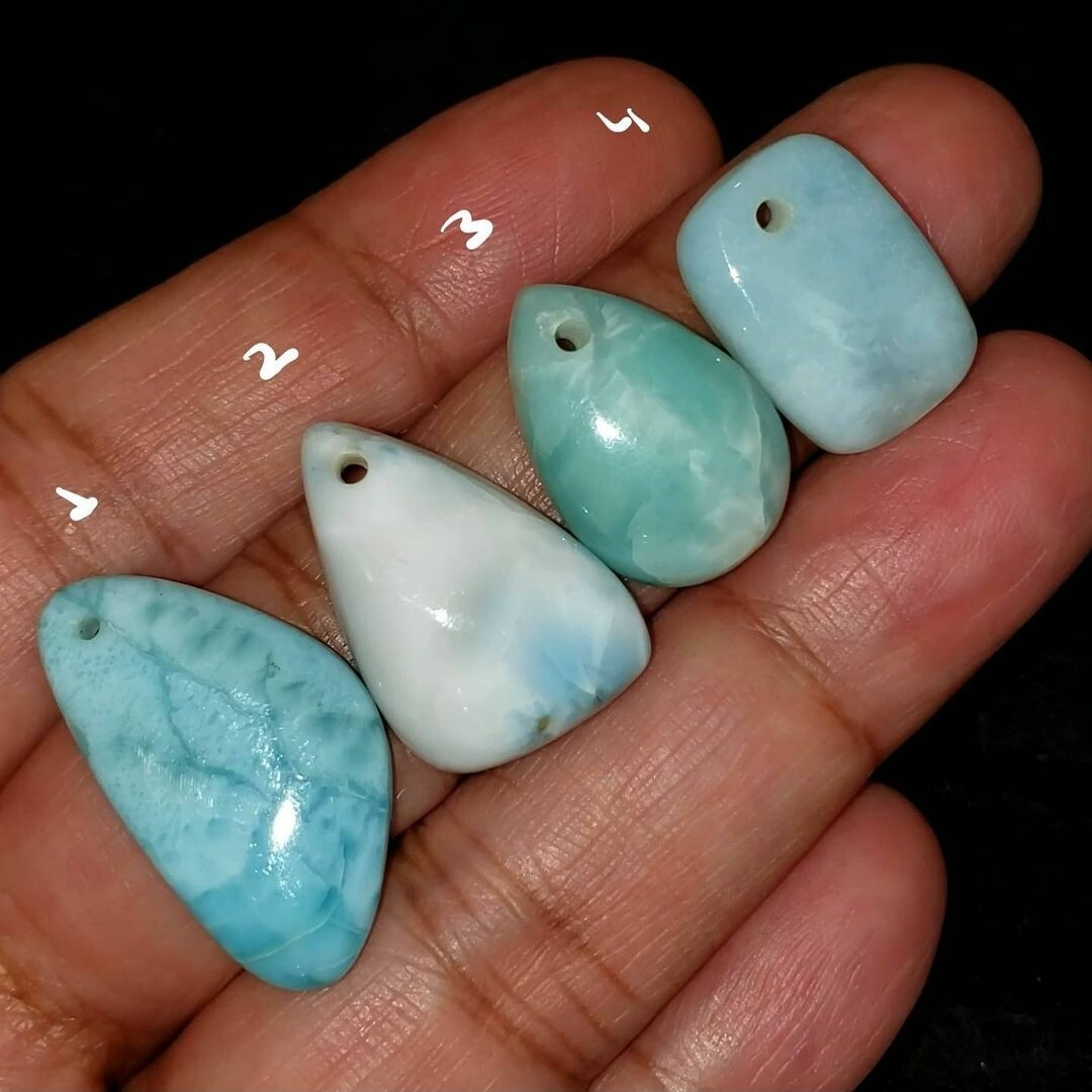 ​Natural Caribbean Larimar DRILLED Pendant Beads