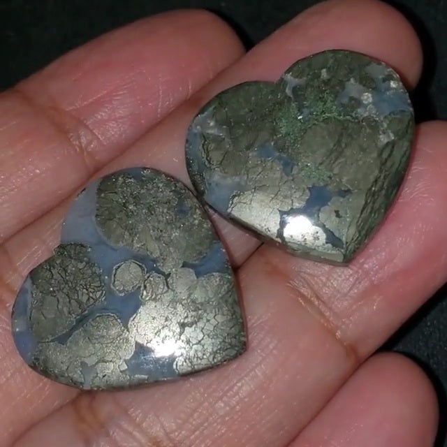 Natural Marcasite Heart Cabochons