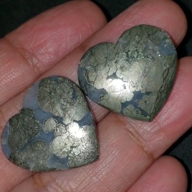 Natural Marcasite Heart Cabochons