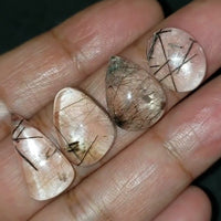 Thumbnail for ​Natural Black Rutile Quartz Cabochons