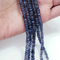 Thumbnail for SPARKLING! FINE Faceted Natural Iolite Rondelle Bead Strands Strands are approx 6.5 inch each in length. Bead Size approx. 3.5-4mm each