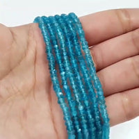 Thumbnail for SPARKLING! Faceted Natural Neon Apatite Roundel Bead Strand Strands are approx. 6.5 inch each in length. Bead size approx. 2 - 3.5mm each