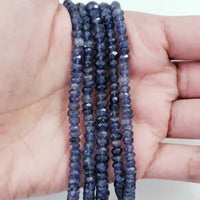 Thumbnail for SPARKLING! FINE Faceted Natural Iolite Rondelle Bead Strands Strands are approx 6.5 inch each in length. Bead Size approx. 3.5-4mm each