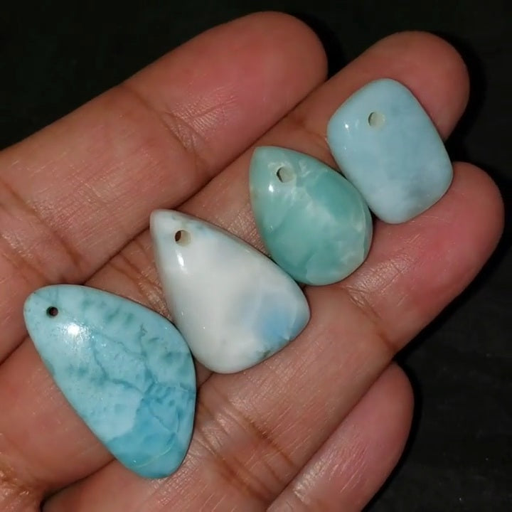 ​Natural Caribbean Larimar DRILLED Pendant Beads