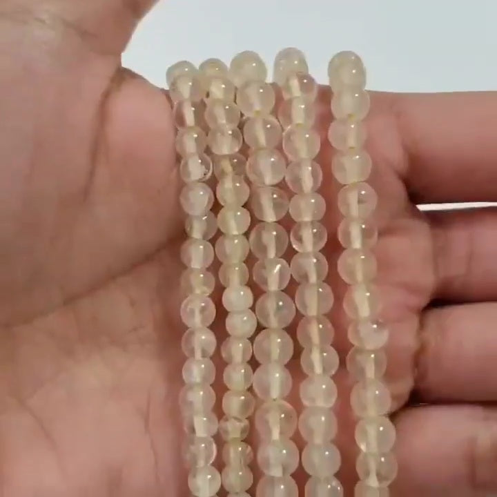 Natural Light Yellow Citrine ROUND Bead Strand Strands are approx. 6.5inch each in length