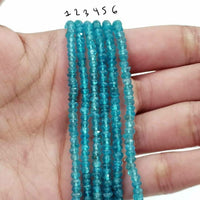 Thumbnail for SPARKLING! Faceted Natural Neon Apatite Roundel Bead Strand Strands are approx. 6.5 inch each in length. Bead size approx. 2 - 3.5mm each