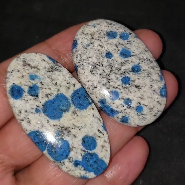 Natural K2 Blue Jasper DRILLED Pendant Beads