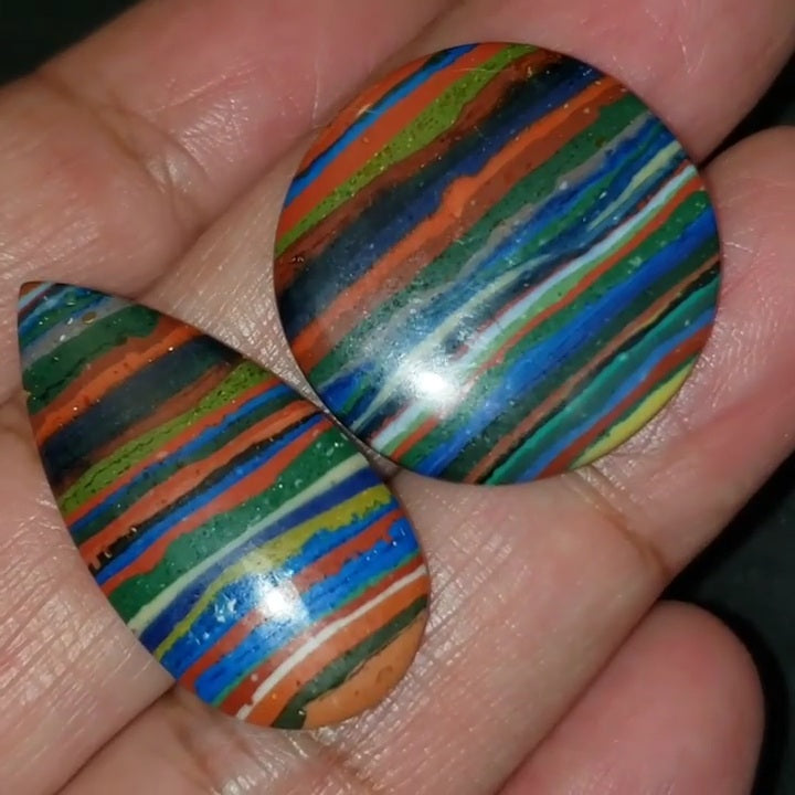 Rainbow Calsilica Cabochons