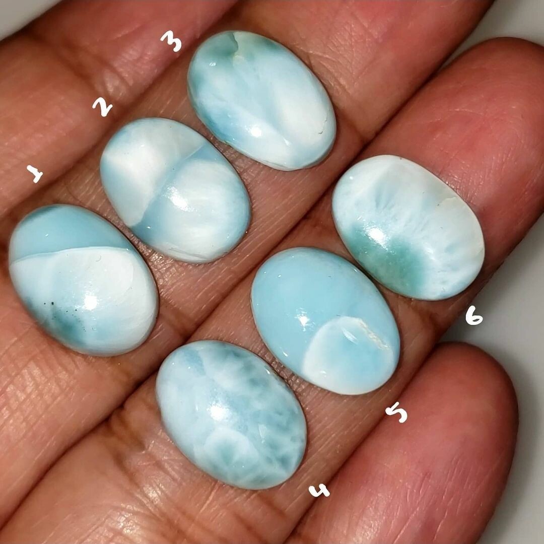 Natural Caribbean Larimar Cabochon 14x10mm each