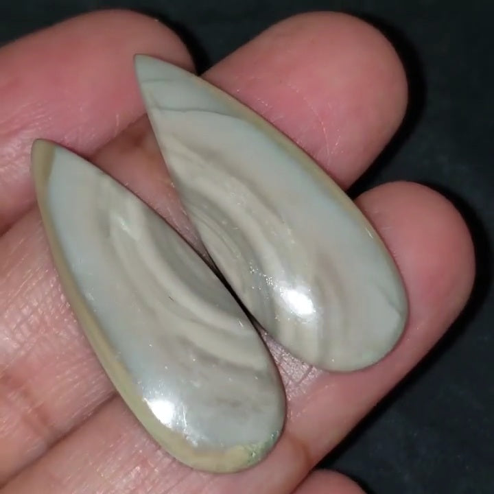 Natural Imperial Jasper Cabochon Pair 35x13mm 