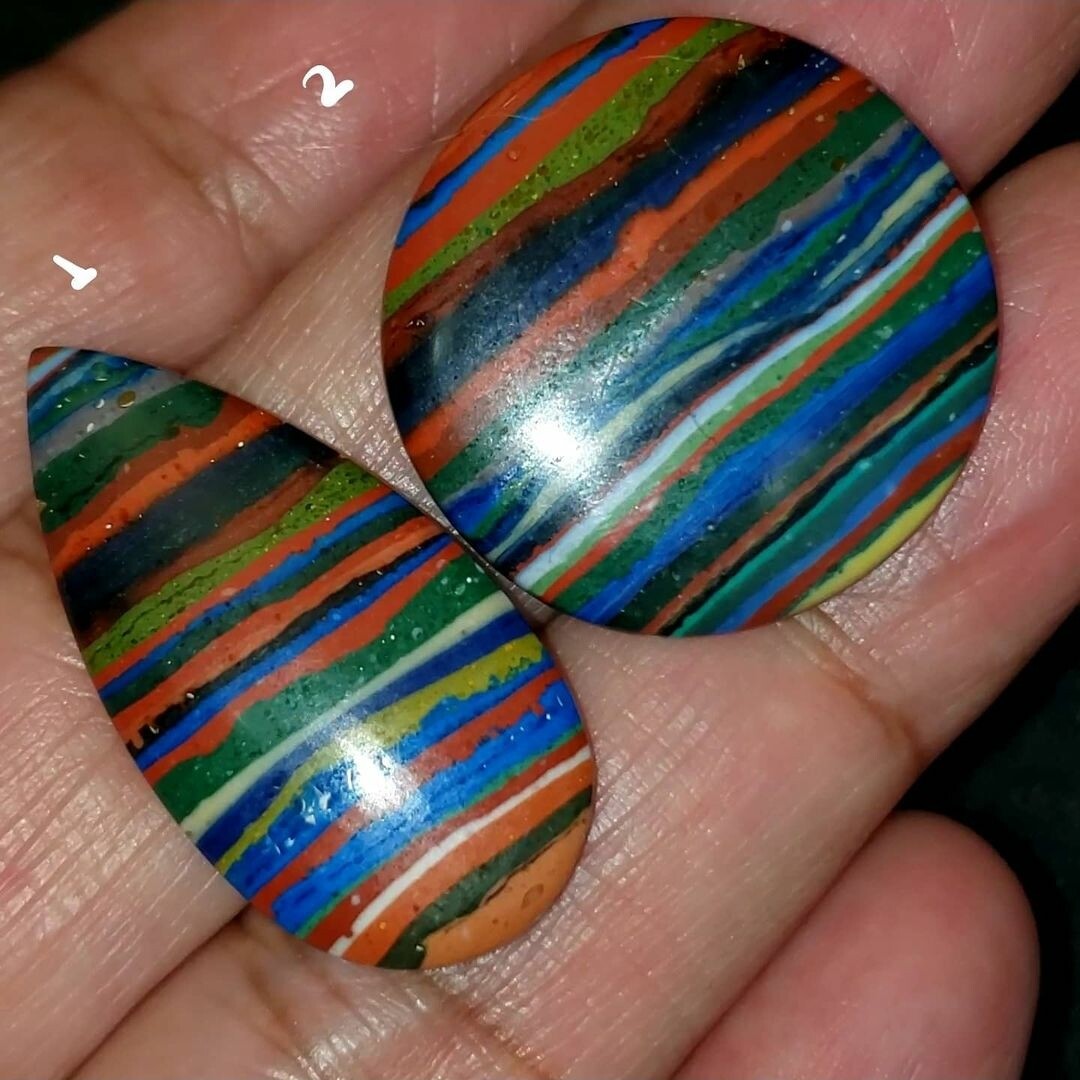 Rainbow Calsilica Cabochons