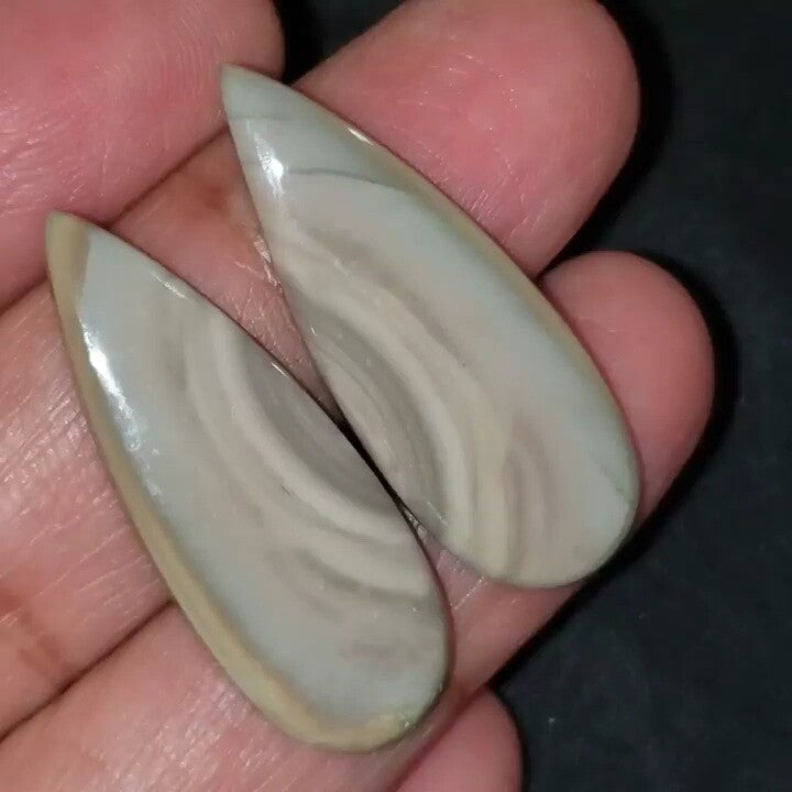 Natural Imperial Jasper Cabochon Pair 35x13mm 