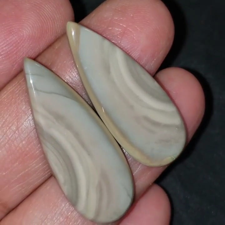 Natural Imperial Jasper Cabochon Pair 35x13mm 