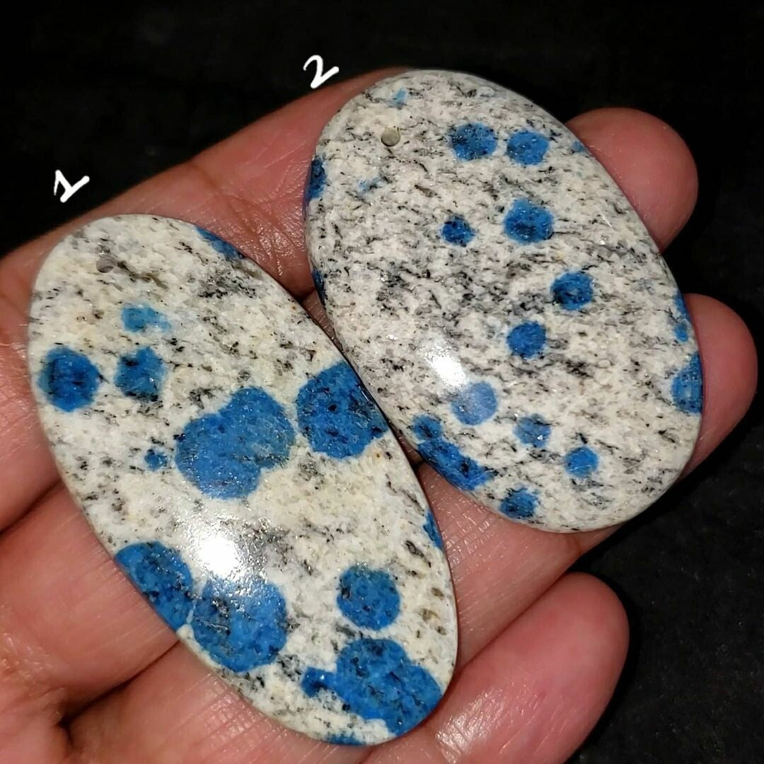 Natural K2 Blue Jasper DRILLED Pendant Beads