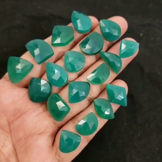 Natural Green Onyx Rose Cut Flat base Cabochon