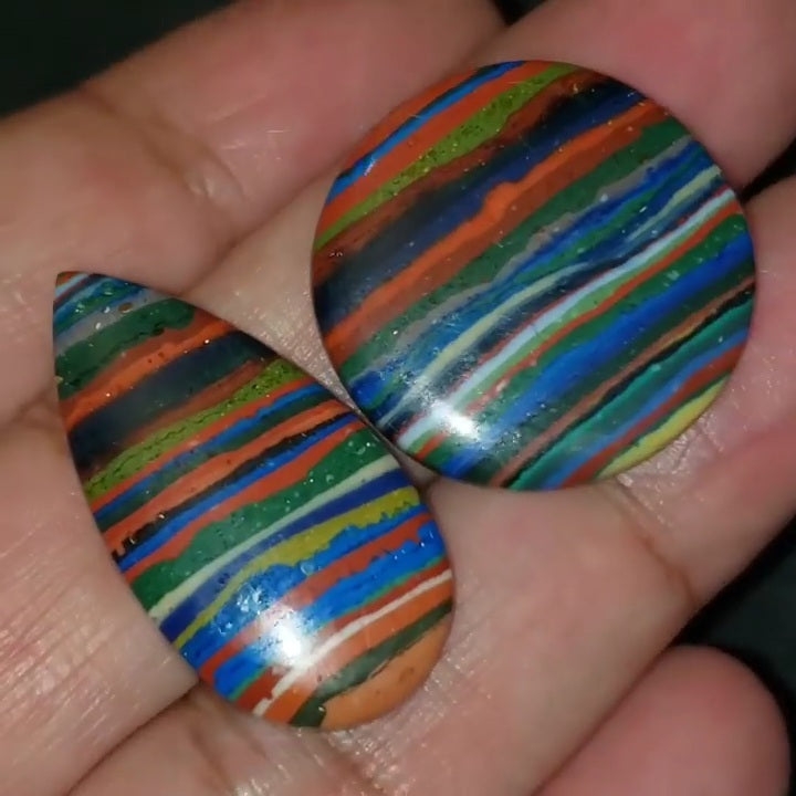 Rainbow Calsilica Cabochons