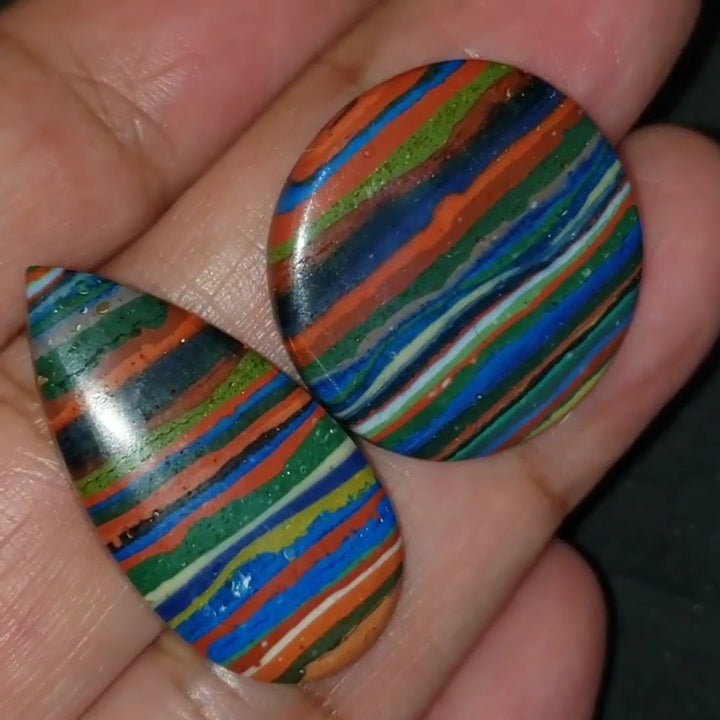 Rainbow Calsilica Cabochons