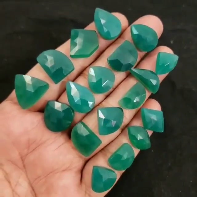 Natural Green Onyx Rose Cut Flat base Cabochon