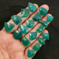 Thumbnail for Natural Green Onyx Rose Cut Flat base Cabochon