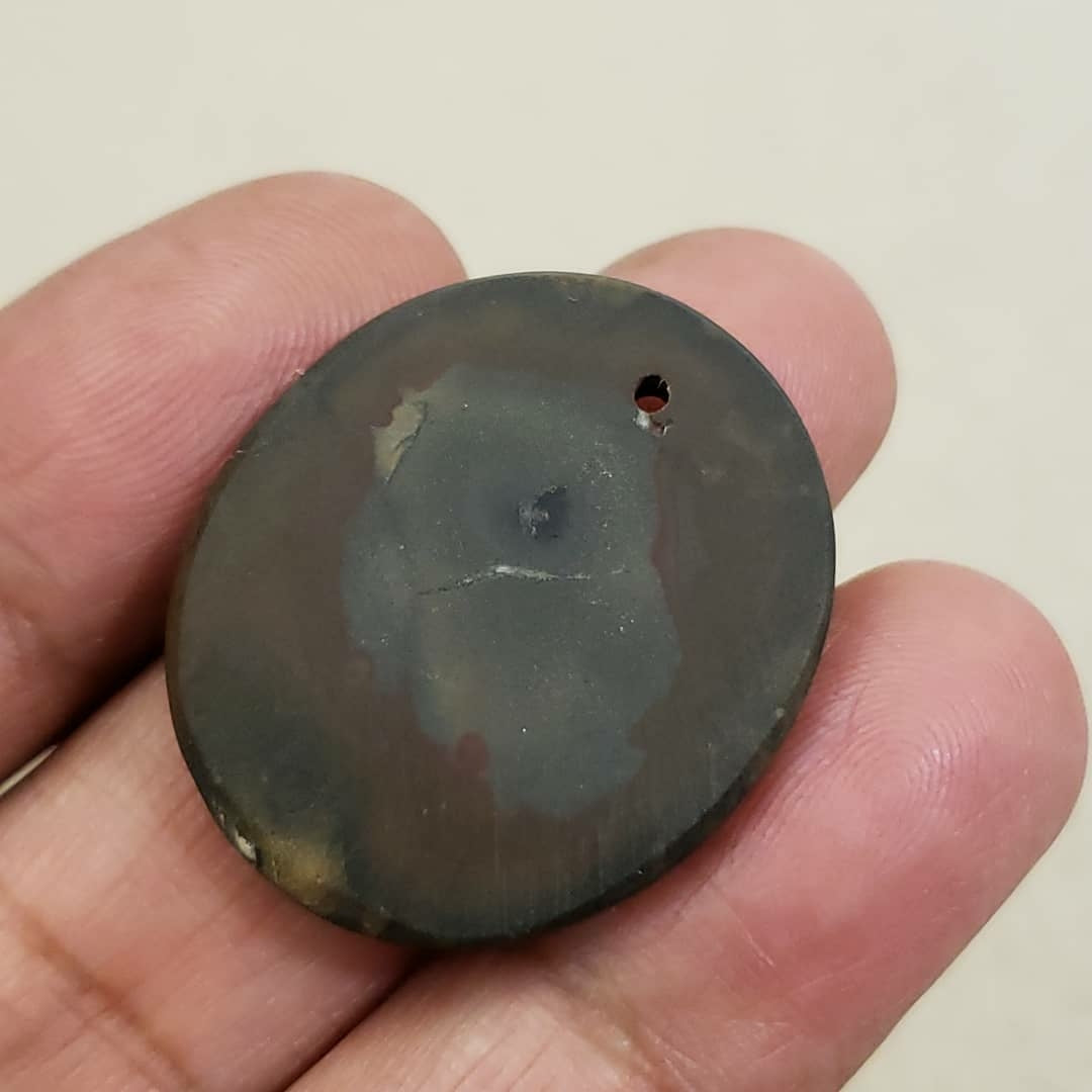 Natural Black Septarian Geode DRILLED Pendant Bead 31x26mm