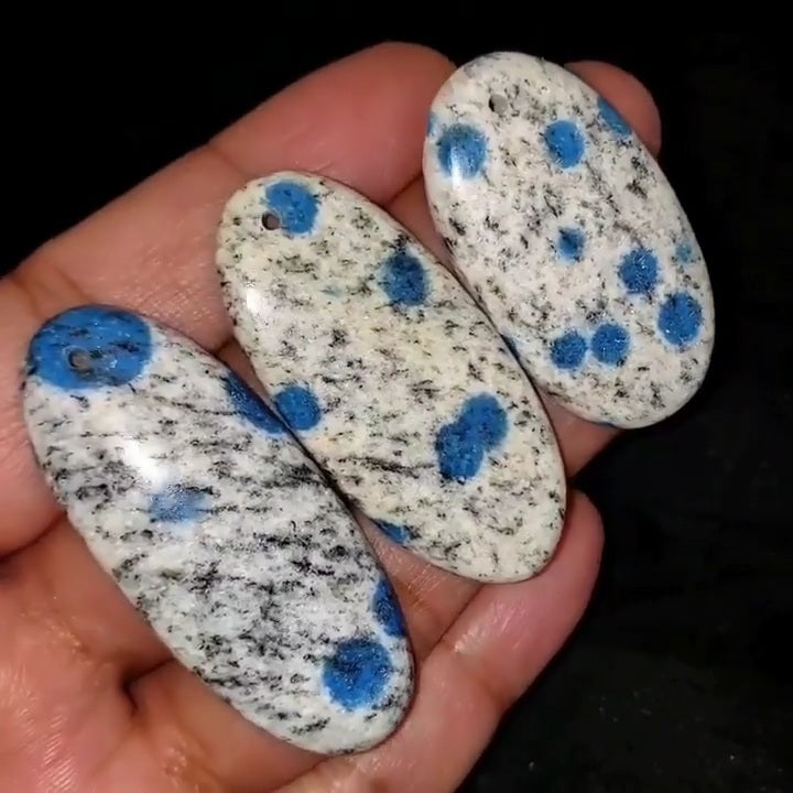 Natural K2 Blue Jasper DRILLED Pendant Beads Length range is 42 to 52mm