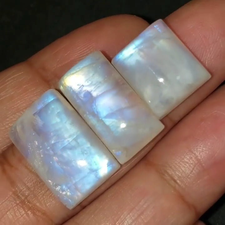 Natural Rainbow Moonstone Cabochons Length range is 14 to 20mm