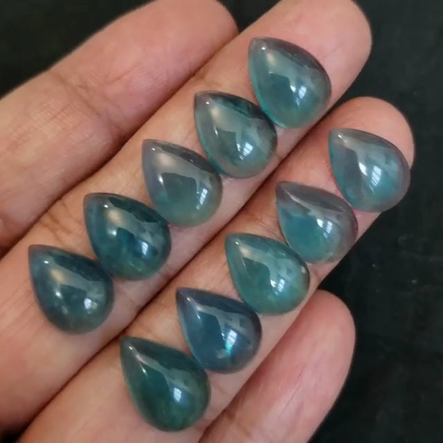 Natural Greenish Blue Fluorite Cabochons 14x9-15x10mm