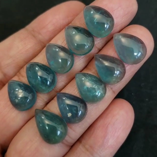 Natural Greenish Blue Fluorite Cabochons 14x9-15x10mm