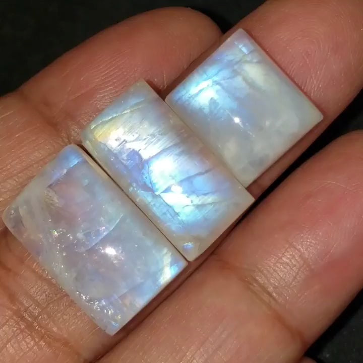 Natural Rainbow Moonstone Cabochons Length range is 14 to 20mm