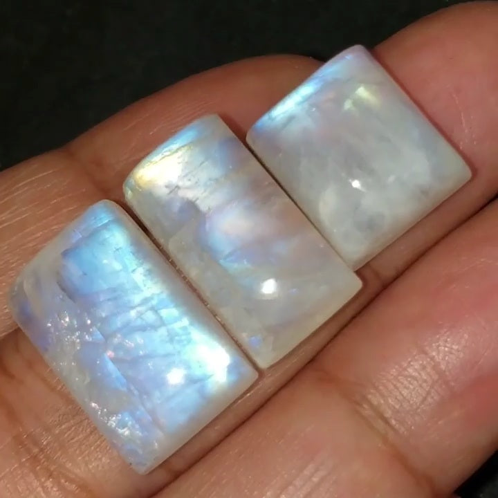 Natural Rainbow Moonstone Cabochons Length range is 14 to 20mm